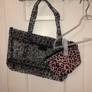 VS Pink leopard beach bag